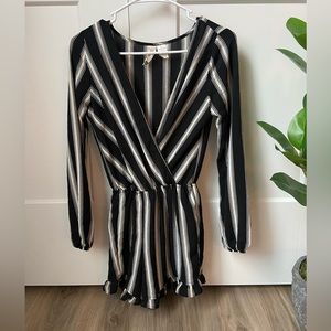 Long Sleeve Black and White Romper
